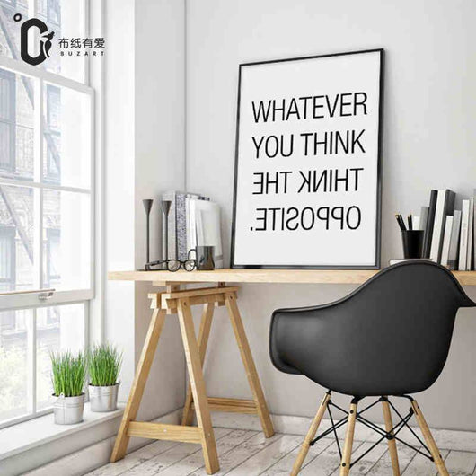 1 panel Think Opposite Nordic Black and White Quote Unframed Wall Canvas Art | Octo Treasures