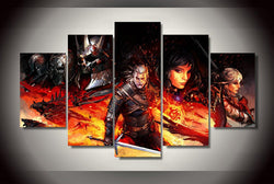 5 Panel The Witcher 3 Framed Wall Canvas Art | Octo Treasures