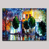 1 Panel Lover Rain Street Tree Lamp Landscape Unframed Wall Art Canvas | Octo Treasures