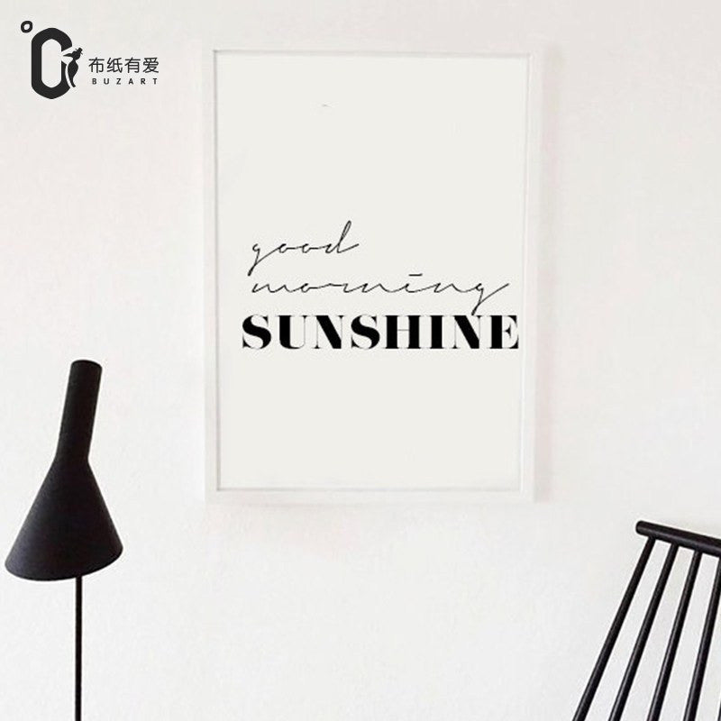 1 Panel Good Morning Sunshine Nordic Minimalist Typography Unframed Wall Canvas Art | Octo Treasures