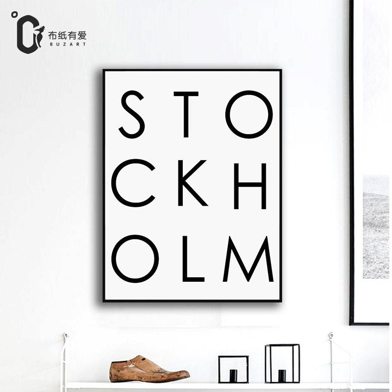 1 Panel Stockholm Inspirational Quote Typography Unframed Wall Art Canvas | Octo Treasures