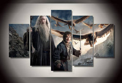5 Panel Gandalf Bilbo Baggins Hobbit Framed Canvas Wall Art | Octo Treasures