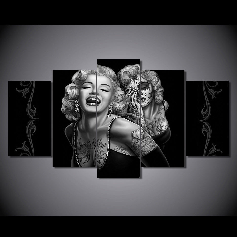 5 Panel Marilyn Monroe Smile Framed Wall Canvas Art | Octo Treasures