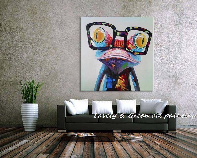 1 Panel Abstract Wear Glasses Frog Unframed Wall Canvas Art | Octo Treasures