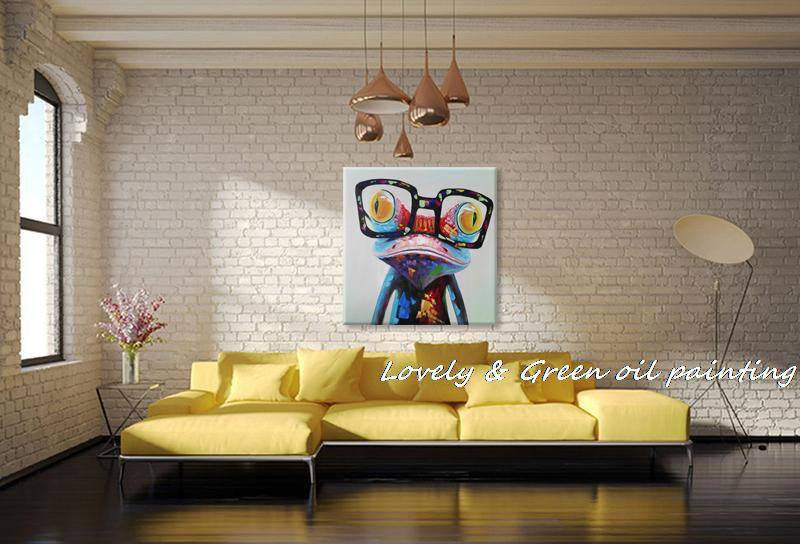 1 Panel Abstract Wear Glasses Frog Unframed Wall Canvas Art | Octo Treasures