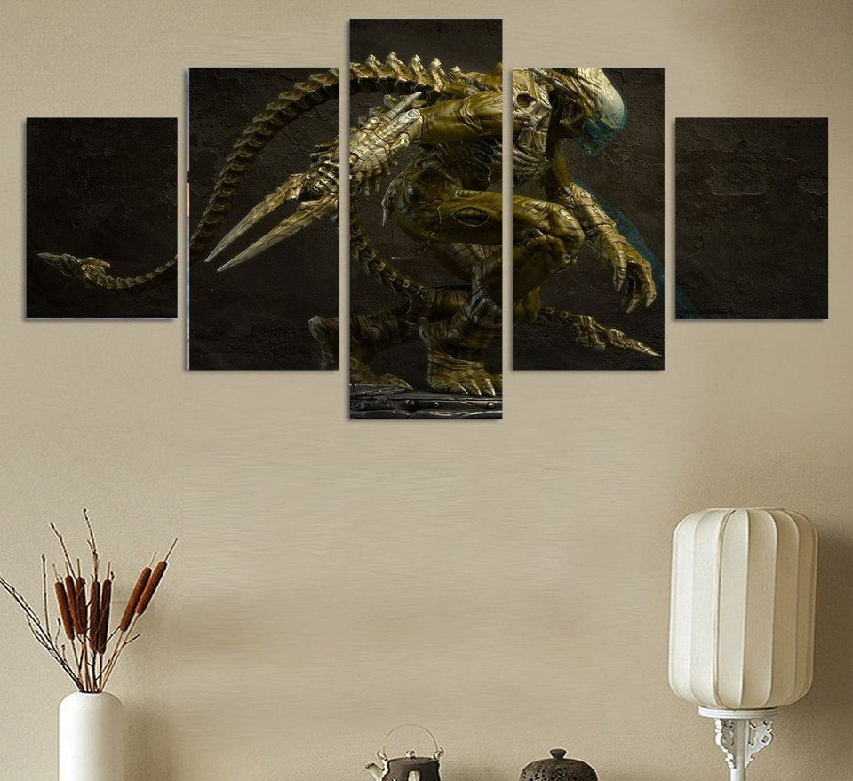 5 Panel Alien Framed Wall Canvas Art | Octo Treasures