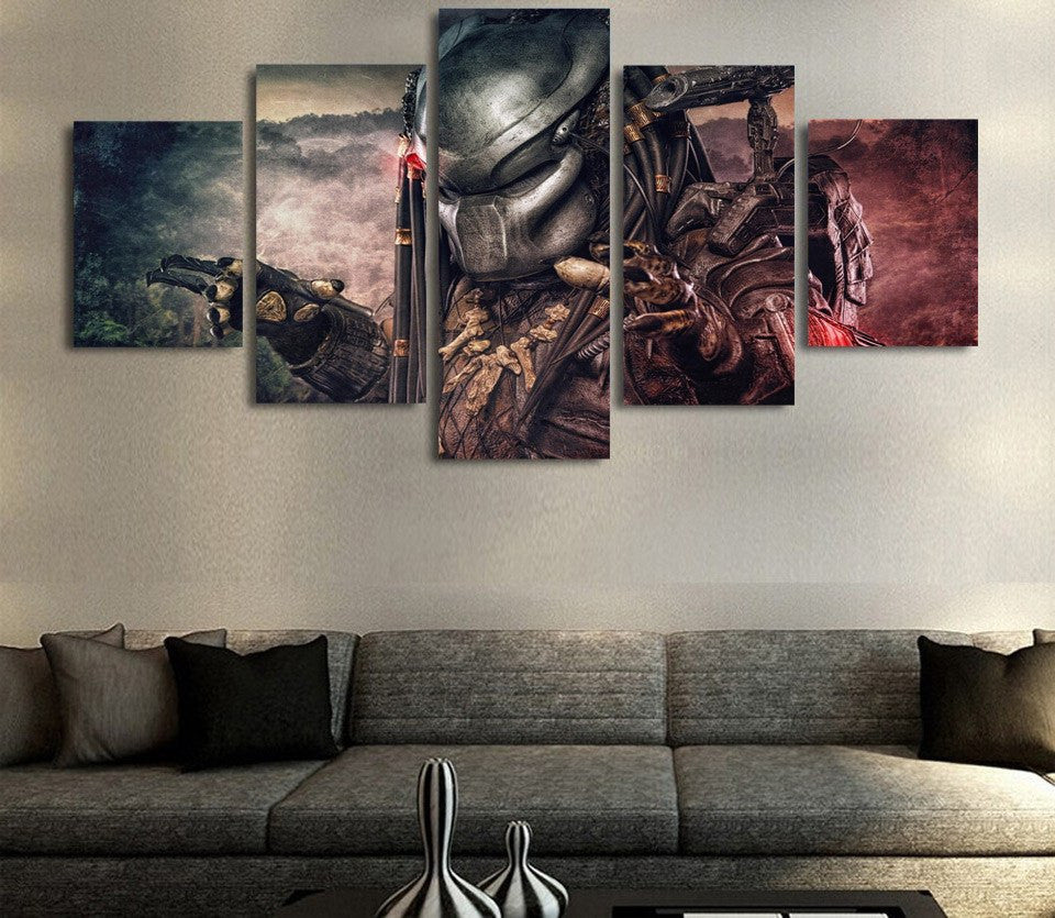 5 Piece Multi Panel Modern Home Decor Framed Alien Movie Canvas Wall Art | Octo Treasures