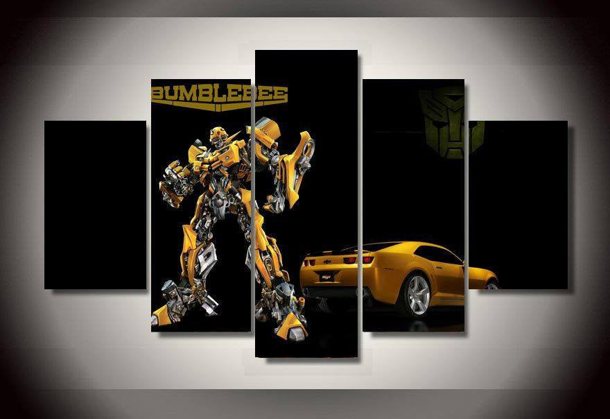 5 Panel Transformers Bumblebee Framed Wall Canvas Art | Octo Treasures
