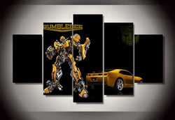 5 Panel Transformers Bumblebee Framed Wall Canvas Art | Octo Treasures
