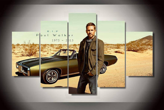 5 Panel Paul Walker Framed Wall Canvas Art | Octo Treasures