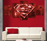 5 Panel Superman Logo Framed Wall Canvas Art | Octo Treasures