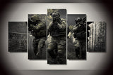 5 Panel Special Forces Battlefield Framed Wall Canvas Art | Octo Treasures