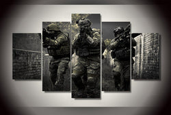 5 Panel Special Forces Battlefield Framed Wall Canvas Art | Octo Treasures