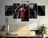 5 Piece Multi Panel Framed Batman Superman Deadpool Wall Canvas Art | Octo Treasures