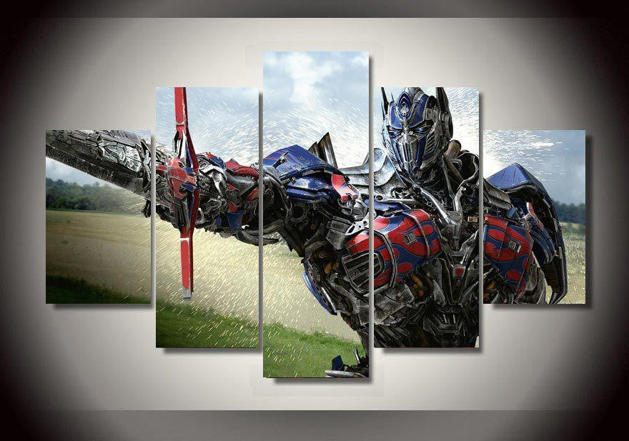 5 Panel Optimus Prime Transformers Framed Wall Canvas Art | Octo Treasures