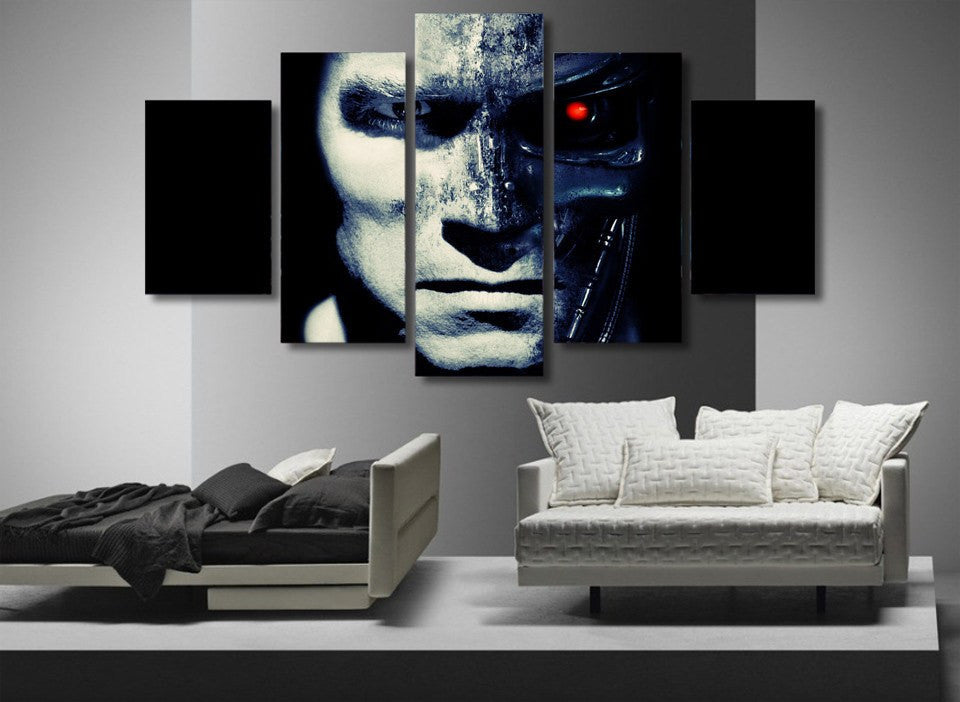 5 Panel Robot Destroyer Framed Wall Canvas Art | Octo Treasures