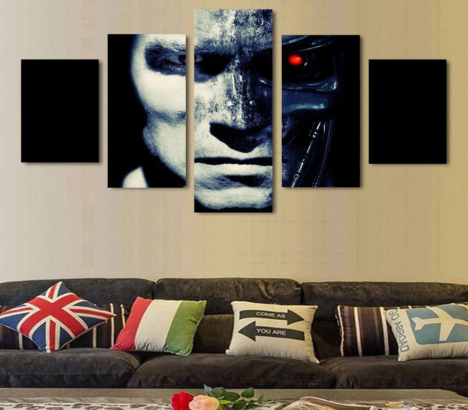 5 Panel Robot Destroyer Framed Wall Canvas Art | Octo Treasures