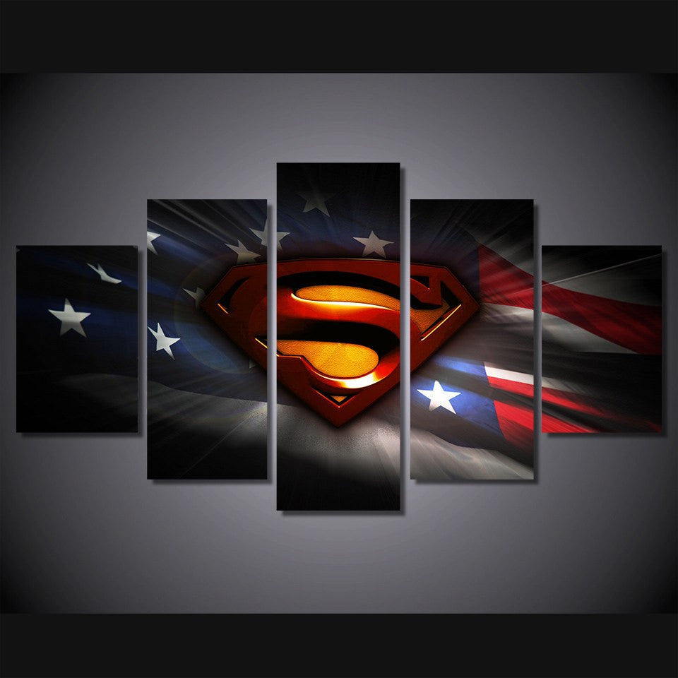 5 Panel Superman Art PIC Framed Wall Canvas Art | Octo Treasures