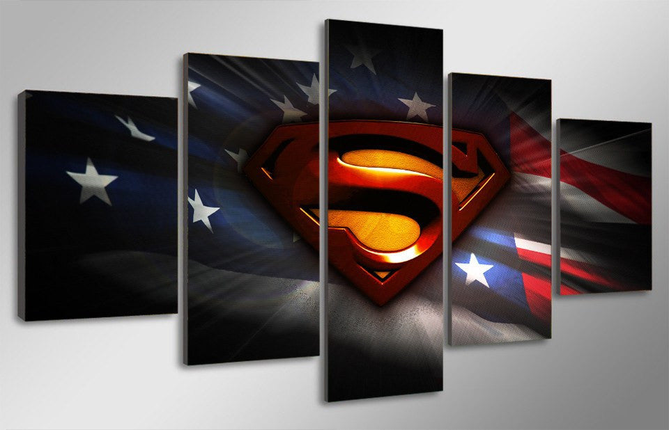 5 Panel Superman Art PIC Framed Wall Canvas Art | Octo Treasures