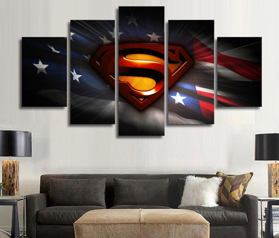 5 Panel Superman Art PIC Framed Wall Canvas Art | Octo Treasures