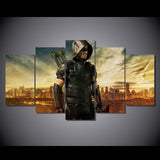 5 Panel Green Arrow Man TV Series Framed  Wall Canvas Art | Octo Treasures