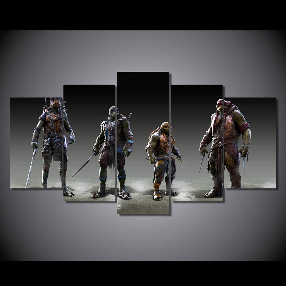 5 Panel Ninja Turtles Framed Wall Canvas Art | Octo Treasures