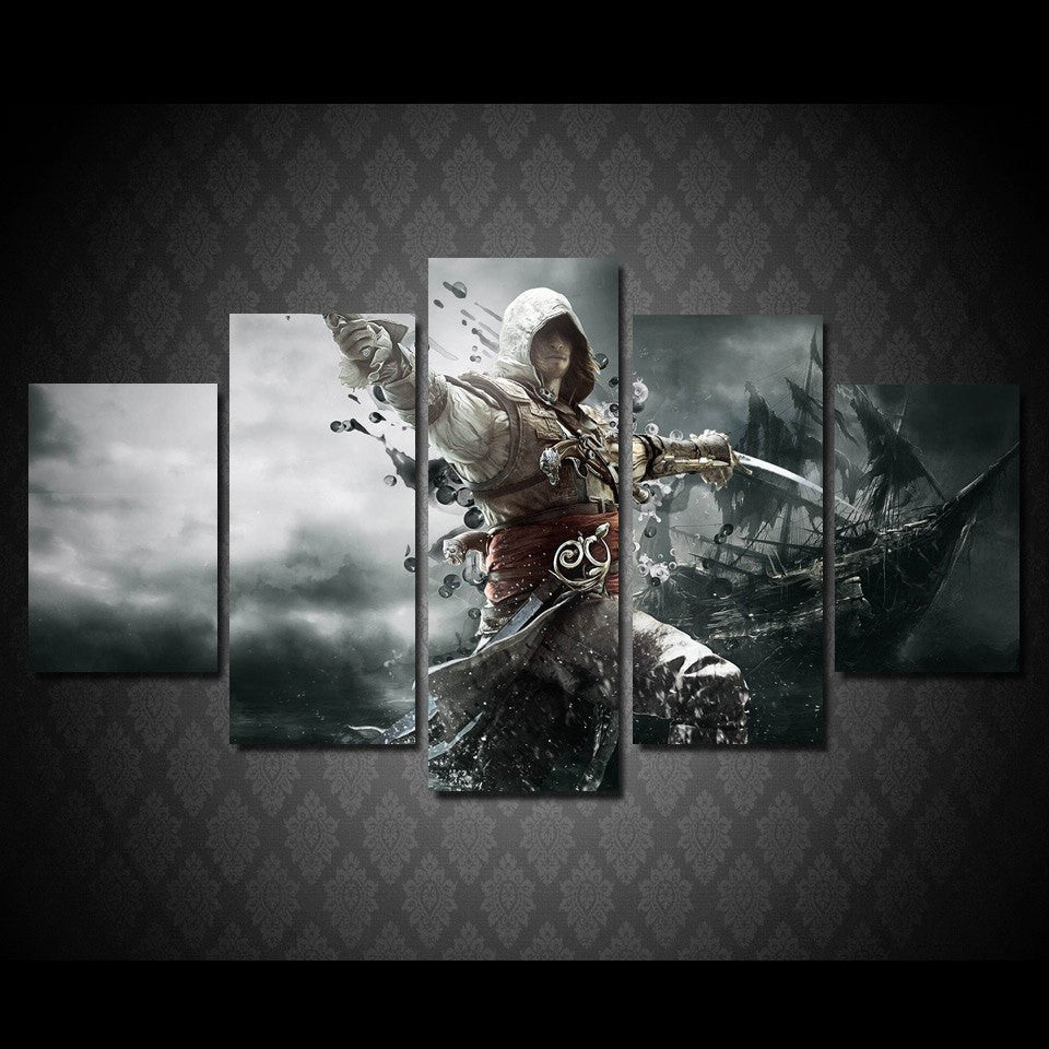 5 Panel Game Assassins Creed Person Framed Canvas Wall Art | Octo Treasures