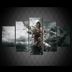 5 Panel Game Assassins Creed Person Framed Canvas Wall Art | Octo Treasures