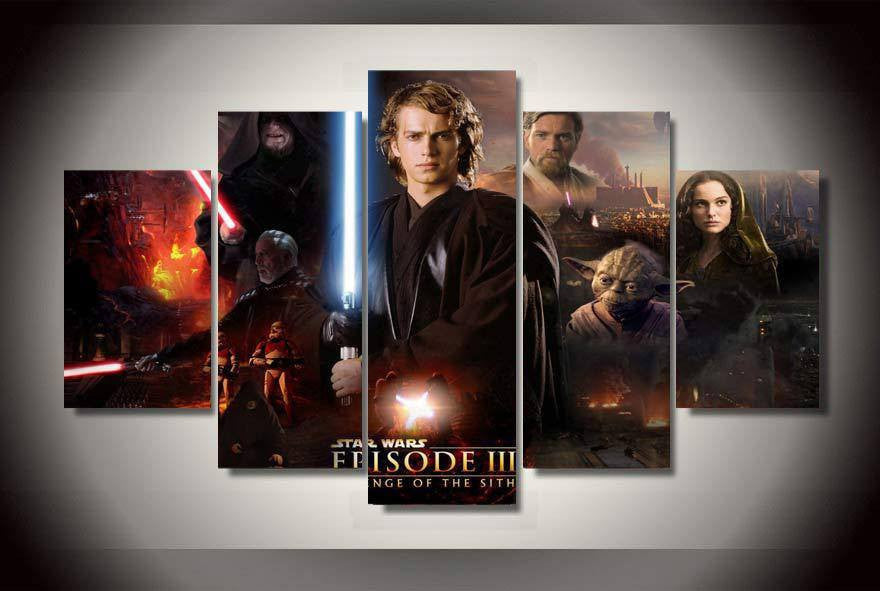 5 Panel Star Wars Episode 3 Revenge Framed Wall Canvas Art | Octo Treasures
