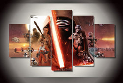 5 Panel Star Wars Episode Framed Wall Canvas Art | Octo Treasures