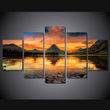 5 Panel Lake Nature Scenery Framed Wall Canvas Art | Octo Treasures