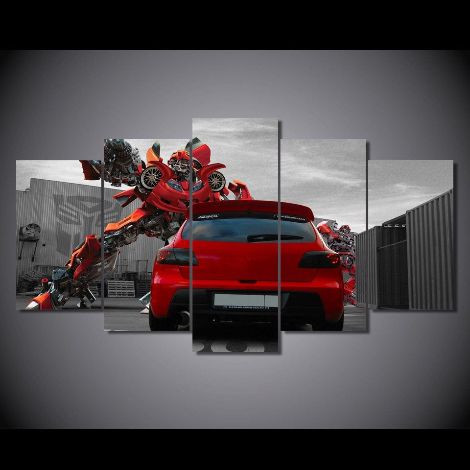 5 Piece Multi Panel Modern Home Decor Framed Transformers Autobots Wall Canvas Art | Octo Treasures