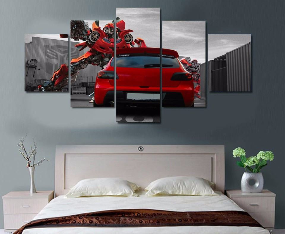 5 Piece Multi Panel Modern Home Decor Framed Transformers Autobots Wall Canvas Art | Octo Treasures