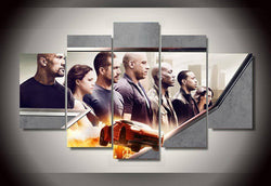 5 Panel Fast and Furious 7 Framed Wall Canvas Art | Octo Treasures