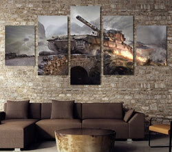 5 Panel Tanks War Gaming Framed Canvas Wall Art | Octo Treasures