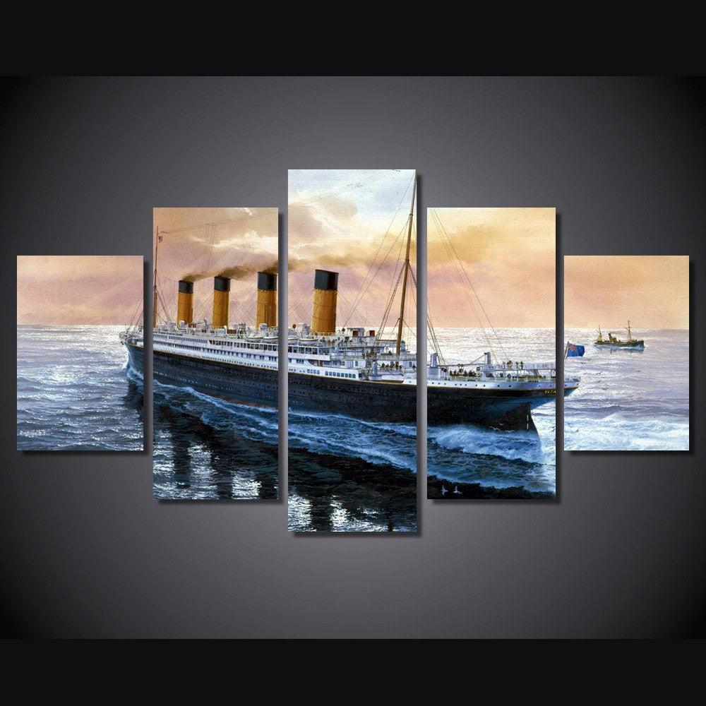 5 Panel Titanic Boat Framed Wall Canvas Art | Octo Treasures
