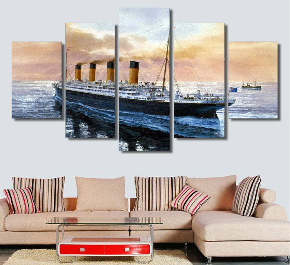 5 Panel Titanic Boat Framed Wall Canvas Art | Octo Treasures