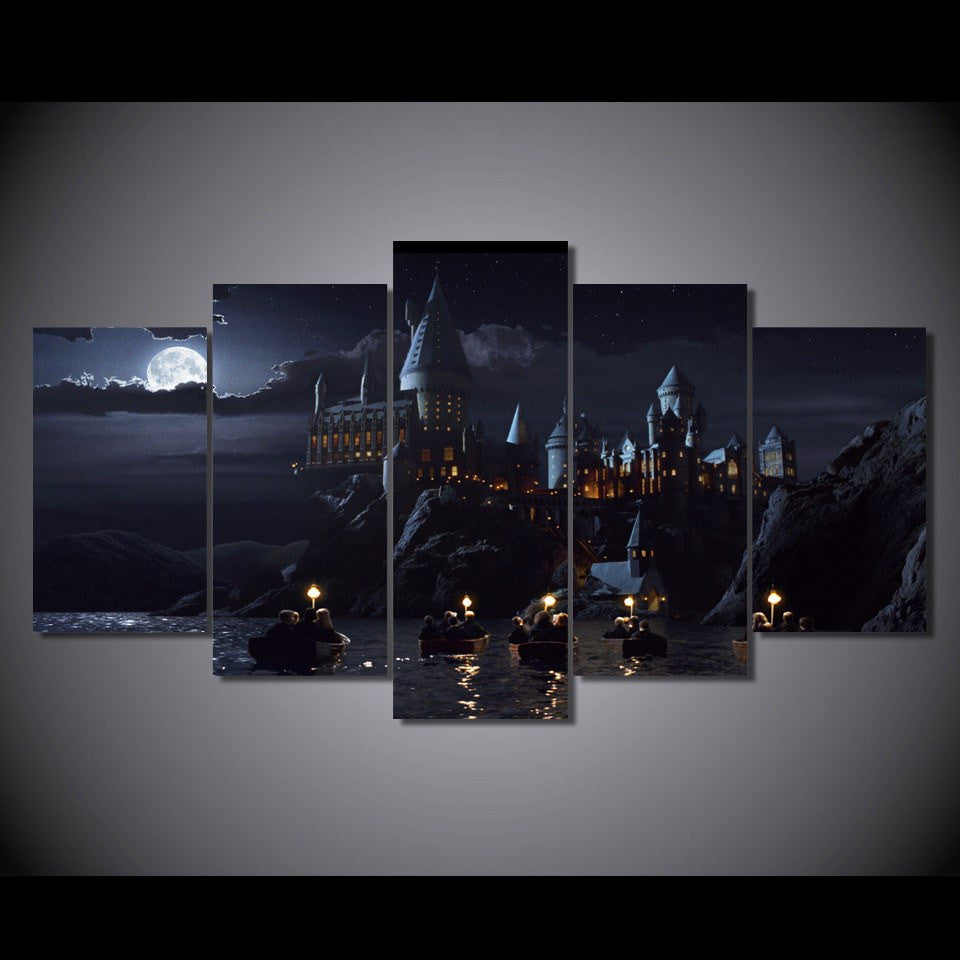 5 Panel Harry Potter School Castle Framed Wall Canvas Art | Octo Treasures