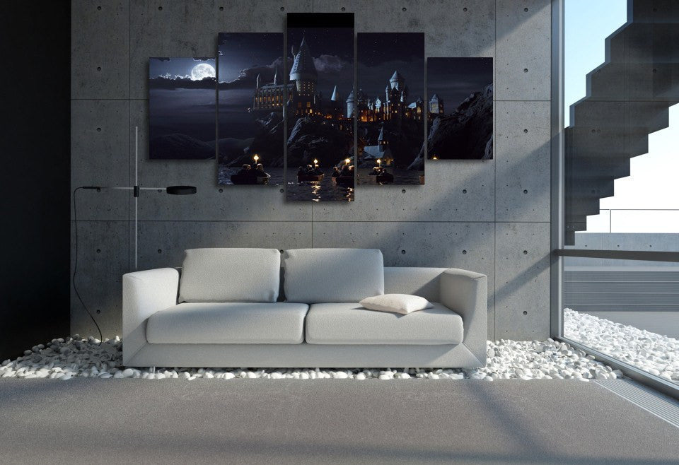 5 Panel Harry Potter School Castle Framed Wall Canvas Art | Octo Treasures