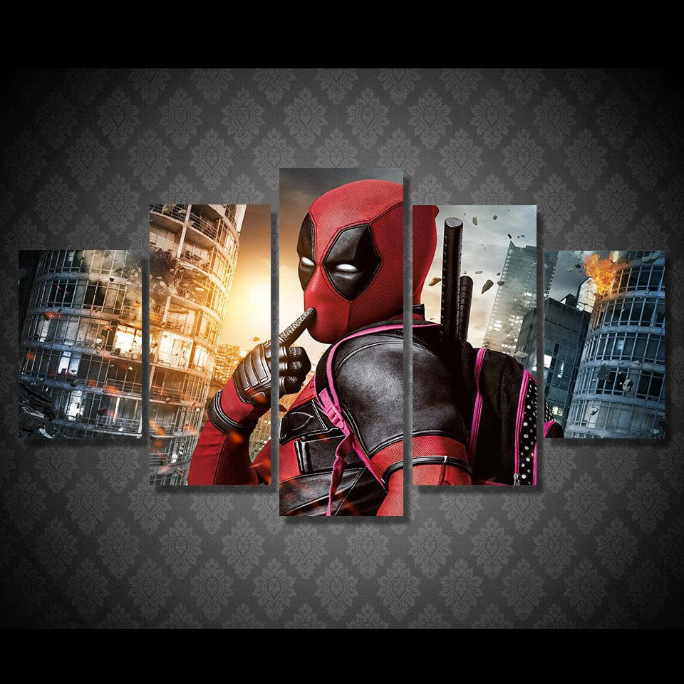 5 Panel Marvel Deadpool Framed Wall Canvas Art | Octo Treasures