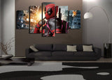 5 Panel Marvel Deadpool Framed Wall Canvas Art | Octo Treasures