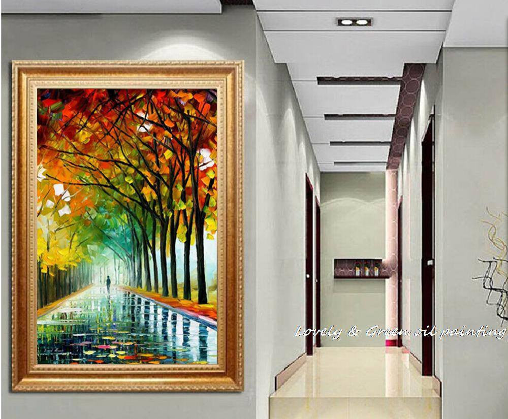 1 Panel The Vibrant Autumn Street Trees Unframed Wall Canvas Art | Octo Treasures