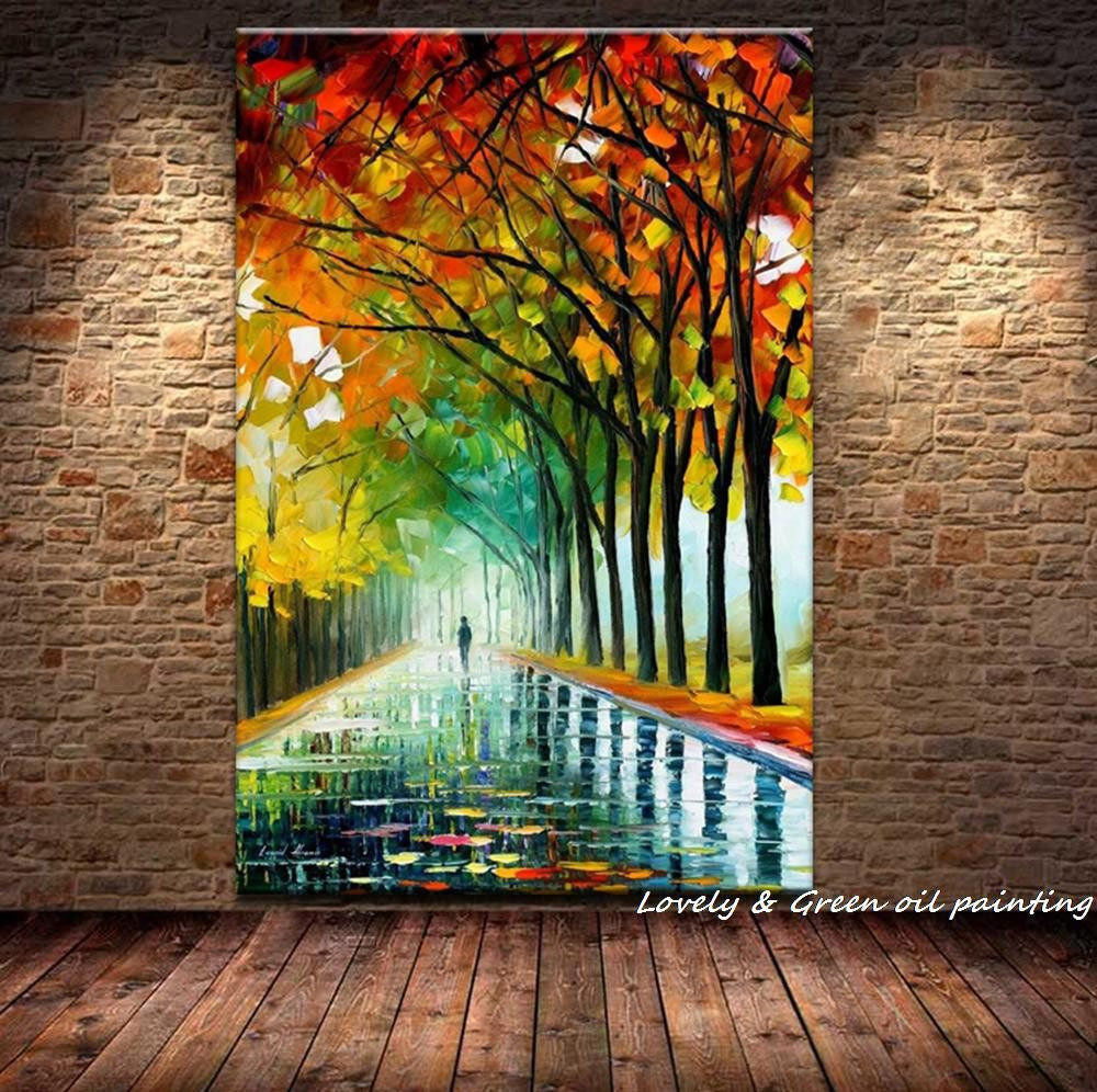 1 Panel The Vibrant Autumn Street Trees Unframed Wall Canvas Art | Octo Treasures