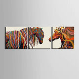 3 Panel Abstract Colorful Horses Modern Wall Canvas Art | Octo Treasures