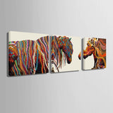 3 Panel Abstract Colorful Horses Modern Wall Canvas Art | Octo Treasures