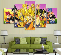 5 Panels Wall Art Dragon Ball Z Goku Super Saiyan Paintings Art Canvas Paintings Poster Unframed | Octo Treasures