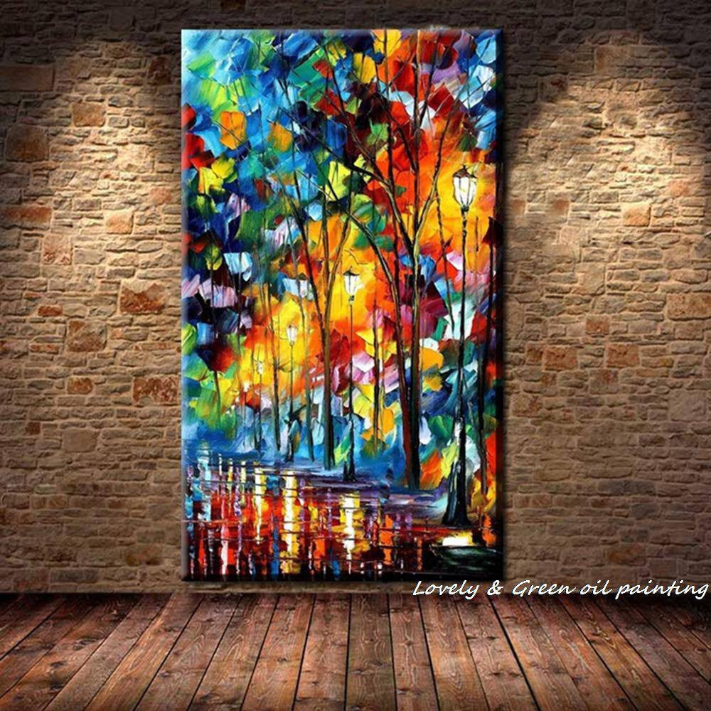 1 Panel Abstract Rain Tree Road Unframed Wall Canvas Art | Octo Treasures