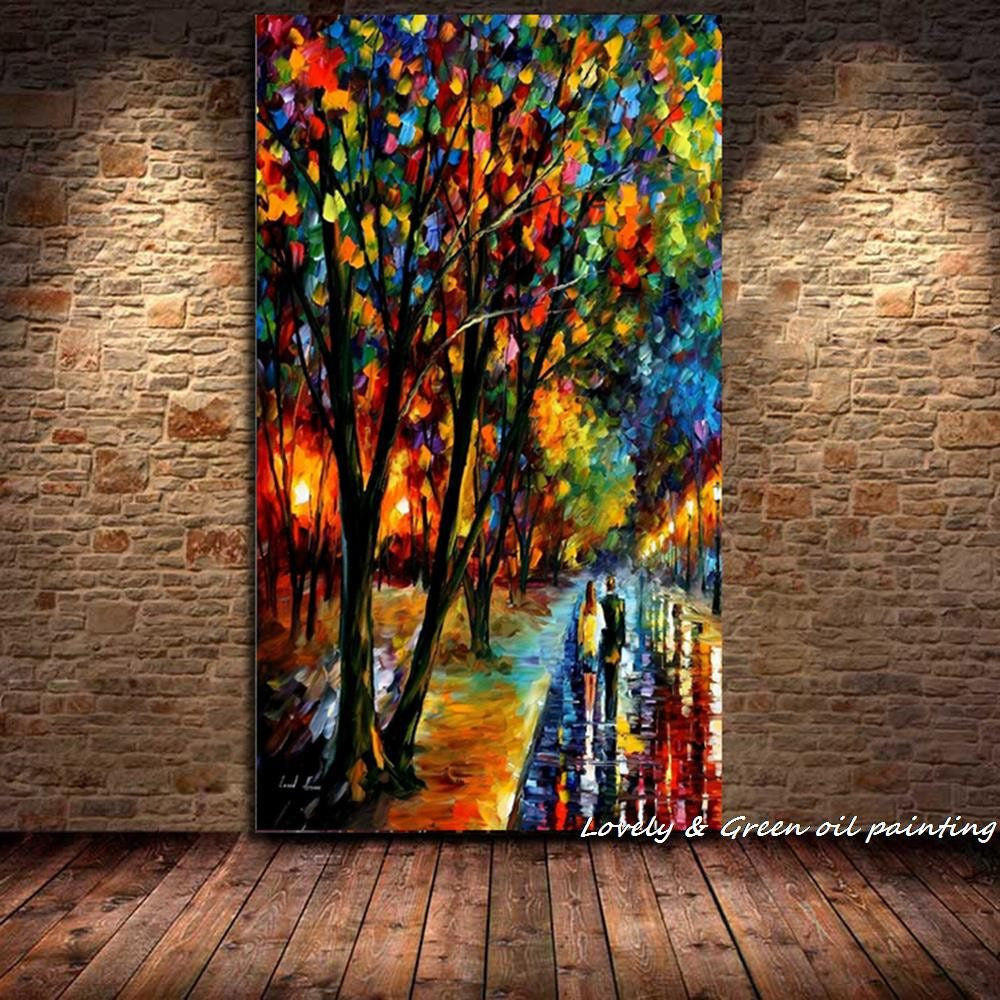 1 Panel Abstract Rain Tree Road Unframed Wall Canvas Art | Octo Treasures