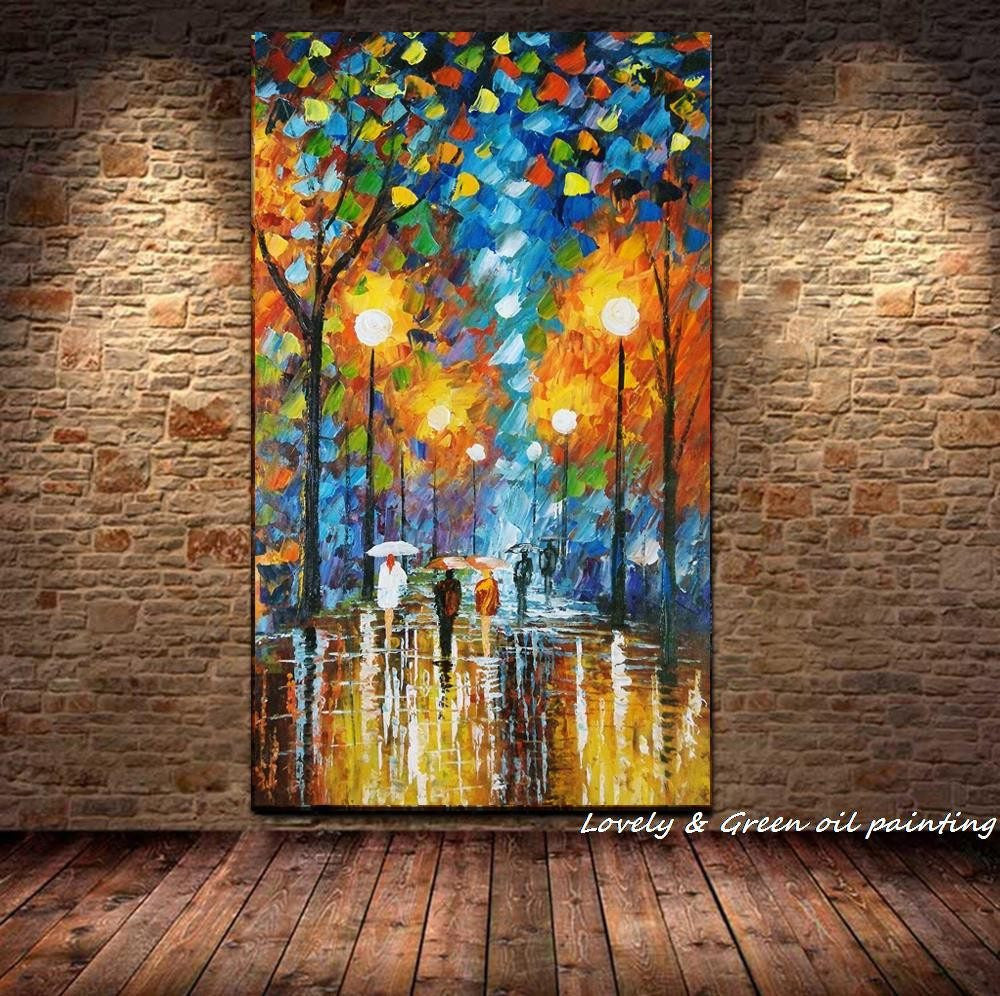 1 Panel Abstract Rain Tree Road Unframed Wall Canvas Art | Octo Treasures