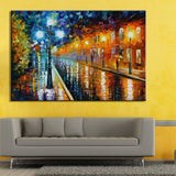 1 Panel Abstract Street After The Rain Unframed Wall Canvas Art | Octo Treasures